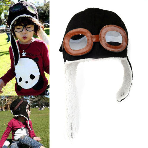 kids-toddler-pilot-aviator-cap-fleece-hats-earflap-warm-unisex-beanie BBL