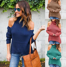 Knitted Sweater Women Turtleneck Off Shoulder Tricot Pullover Jumpers Pull Femme Woman Pullovers Sweaters GV418