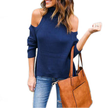 Knitted Sweater Women Turtleneck Off Shoulder Tricot Pullover Jumpers Pull Femme Woman Pullovers Sweaters GV418