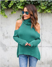 Knitted Sweater Women Turtleneck Off Shoulder Tricot Pullover Jumpers Pull Femme Woman Pullovers Sweaters GV418