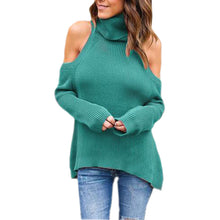 Knitted Sweater Women Turtleneck Off Shoulder Tricot Pullover Jumpers Pull Femme Woman Pullovers Sweaters GV418