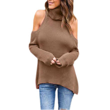 Knitted Sweater Women Turtleneck Off Shoulder Tricot Pullover Jumpers Pull Femme Woman Pullovers Sweaters GV418