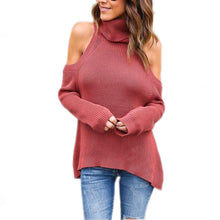 Knitted Sweater Women Turtleneck Off Shoulder Tricot Pullover Jumpers Pull Femme Woman Pullovers Sweaters GV418