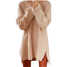 Knitting Sweater Dress Women Casual Loose Zippers Sweater Dresses Long Sleeve Vestidos Mini Dress