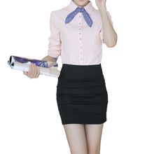 korean-style-women-patchwork-lined-tops-button-long-puff-sleeve-shirt-blusas-femininas-self-tie-slim-office-women-blouses BBL