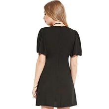 lace-up-front-women-dress-short-sleeves-deep-v-neck-sexy-party-dress-a-line-back-zipper-casual-mini-bandage-dress-vestido BBL