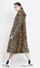 Leopard Faux Fur Long Coat Faux Rabbit Fur Jackets Lapel collar Long Sleeve Outerwear Loose Overcoat