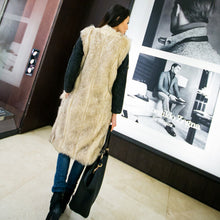 Long Hairy Faux Fox Fur Extra Long Coat Long Hairy Shaggy V neck Sleeveless Furry Warm Faux Fur jacket Outwear waistcoat