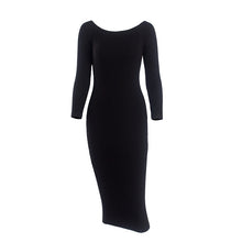Long Sleeve Dress Off Shoulder Knitted Dress Elegant Knee-Length Sexy Bodycon Dress Slash Neck Sweater Dresses Femme