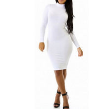 Long Sleeve Turtleneck Dresses Partywear Plus Size Bodycon Dress For Women Sexy Slim Club Dress Knee-Length Barwear