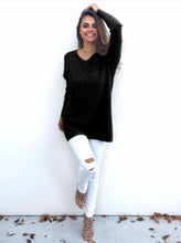 Long Style Pullover Women's Knitting Sweater V Neck Loose Pullovers Knitted Sweater