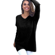 Long Style Pullover Women's Knitting Sweater V Neck Loose Pullovers Knitted Sweater