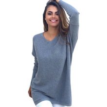 Long Style Pullover Women's Knitting Sweater V Neck Loose Pullovers Knitted Sweater