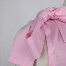 Loose Dress Bow Off Shoulder Casual Women Dress Sexy V Neck Sleeveless Mini Dresses Plus Size Lady Dress Pink