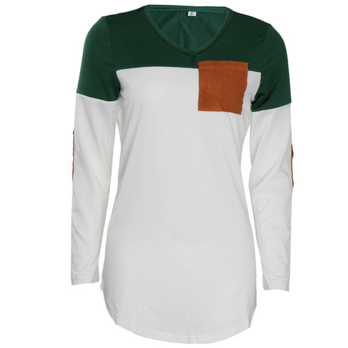 Loose Women's Tee Shirt Long Sleeve Tshirt Patched Casual Women Tops Long Irregular T Shirts For Women