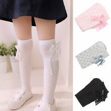 lovely-kids-girls-cotton-footed-tights-school-high-knee-bow-stockings-new BBL