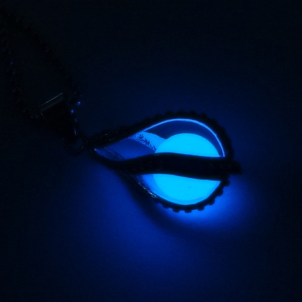 luminous-night-glowing-hollow-waterdrop-pendant-brass-metal-alloy-necklace-18in-chain-polished-electroplated-jewelry-for-women BBL