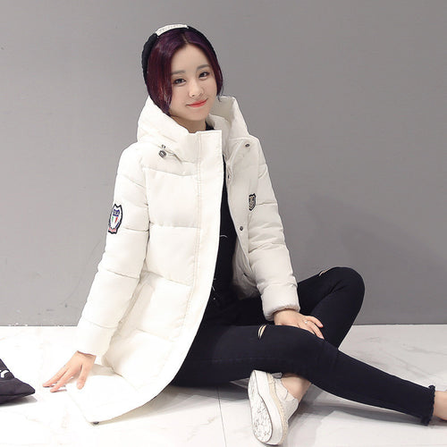 M-XXXL Plus Size Women's Park Long Warm Down Coat Slim Women's Park With Hat Korean Jacket Coat
