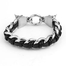 mens-wolf-head-bracelet-hand-woven-cow-leather-316l-titanium-steel-polished-al-ornaments-punk-rock BBL