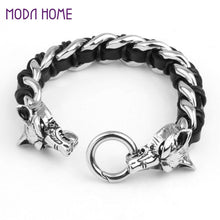 mens-wolf-head-bracelet-hand-woven-cow-leather-316l-titanium-steel-polished-al-ornaments-punk-rock BBL