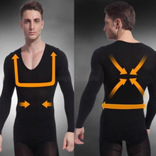 mens-long-sleeve-shapewear-v-neck-thermal-underwear-warm-male-base-layer-shirt BBL