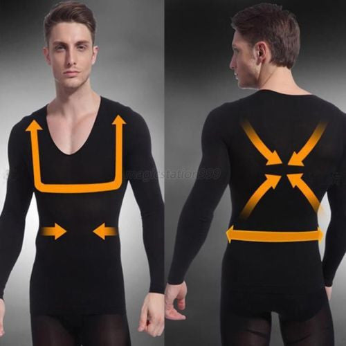 mens-long-sleeve-shapewear-v-neck-thermal-underwear-warm-male-base-layer-shirt BBL