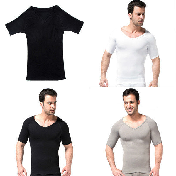 mens-slimming-v-neck-t-shirt-waist-cincher-belly-fitness-body-shaper-underwear-shapewear-bodysuit-new BBL
