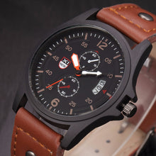 Military Leather Waterproof Date Quartz Analog Army Men's Quartz Wrist Watches