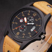 Military Leather Waterproof Date Quartz Analog Army Men's Quartz Wrist Watches