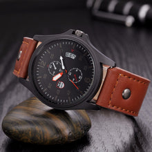 Military Leather Waterproof Date Quartz Analog Army Men's Quartz Wrist Watches