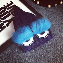 Monster Eye Faux Fur Eyelash Knitted Beanie Hat Cap Women Knit Skullies Cute cappelli bonnets