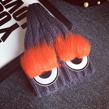 Monster Eye Faux Fur Eyelash Knitted Beanie Hat Cap Women Knit Skullies Cute cappelli bonnets