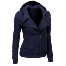 Multicolor Lady Sweatshirts Zipper V-neck Long Sleeves Hoodies Casual Solid Pocket Hooded Tops M0610