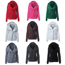 Multicolor Lady Sweatshirts Zipper V-neck Long Sleeves Hoodies Casual Solid Pocket Hooded Tops M0610