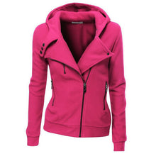 Multicolor Lady Sweatshirts Zipper V-neck Long Sleeves Hoodies Casual Solid Pocket Hooded Tops M0610