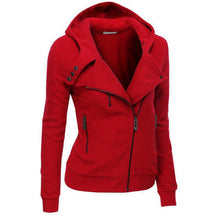 Multicolor Lady Sweatshirts Zipper V-neck Long Sleeves Hoodies Casual Solid Pocket Hooded Tops M0610