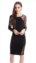Dress Sexy Hollow Out Sheer Sleeve Dot Women Dress Plus Size Bodycon Dresses XL XXL