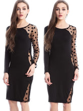 Dress Sexy Hollow Out Sheer Sleeve Dot Women Dress Plus Size Bodycon Dresses XL XXL