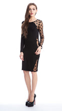 Dress Sexy Hollow Out Sheer Sleeve Dot Women Dress Plus Size Bodycon Dresses XL XXL