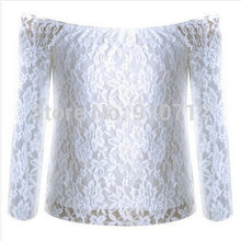 Women Lace Blouses Shirt Off Shoulder Slash Neck Ladies Lace Blusas Women Tops Sheer Floral Crochet Sexy Blouse