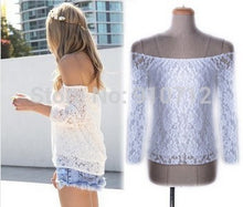 Women Lace Blouses Shirt Off Shoulder Slash Neck Ladies Lace Blusas Women Tops Sheer Floral Crochet Sexy Blouse
