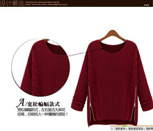 big size symmetrical zip Korean Women Long batt loose thick pullover women sweater 1318