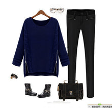 big size symmetrical zip Korean Women Long batt loose thick pullover women sweater 1318