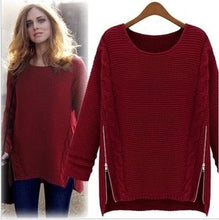 big size symmetrical zip Korean Women Long batt loose thick pullover women sweater 1318