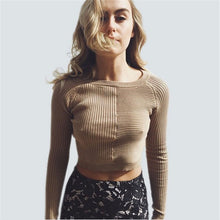Tight Fitted Crop Sweater Sexy Cropped Knitted Pullover Women Tops Ribbed High Elastic Long Sleeve Sweater Knit