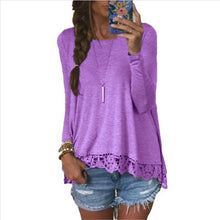 Long Sleeve Loose Women T shirt Sexy Lace Crochet T-Shirt Embroidery Knitted Shirts Plus Size Tshirt For Women