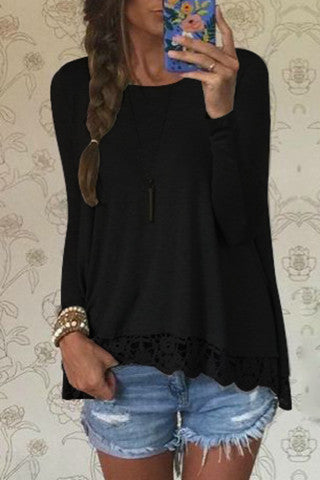Long Sleeve Loose Women T shirt Sexy Lace Crochet T-Shirt Embroidery Knitted Shirts Plus Size Tshirt For Women