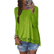 Long Sleeve Loose Women T shirt Sexy Lace Crochet T-Shirt Embroidery Knitted Shirts Plus Size Tshirt For Women