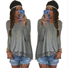 Long Sleeve Loose Women T shirt Sexy Lace Crochet T-Shirt Embroidery Knitted Shirts Plus Size Tshirt For Women