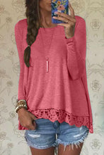 Long Sleeve Loose Women T shirt Sexy Lace Crochet T-Shirt Embroidery Knitted Shirts Plus Size Tshirt For Women